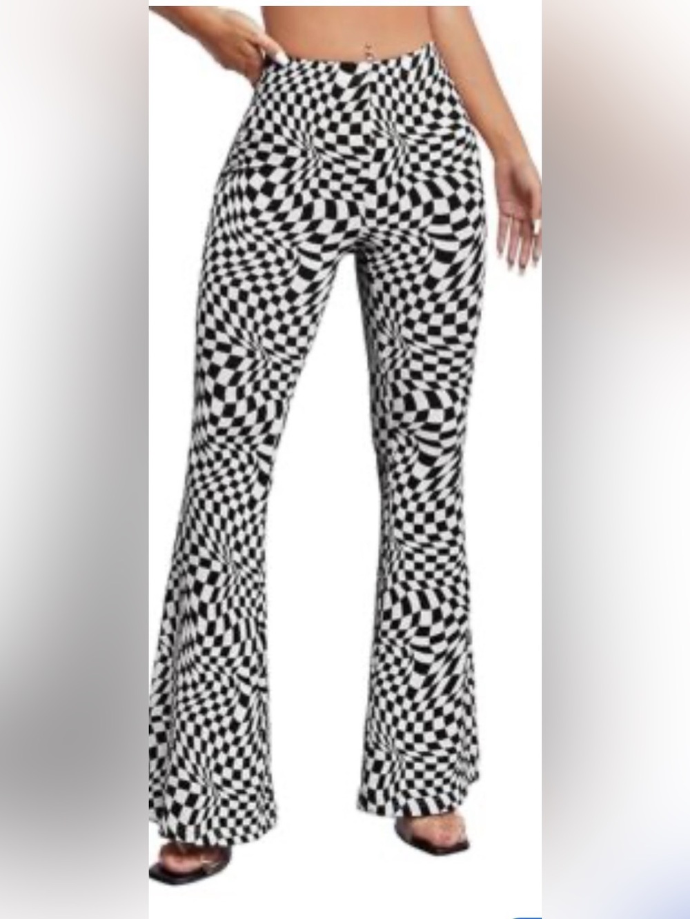 No Boundaries Women’s Flared leggings  in Black and White Checkerboard Sz XXXL